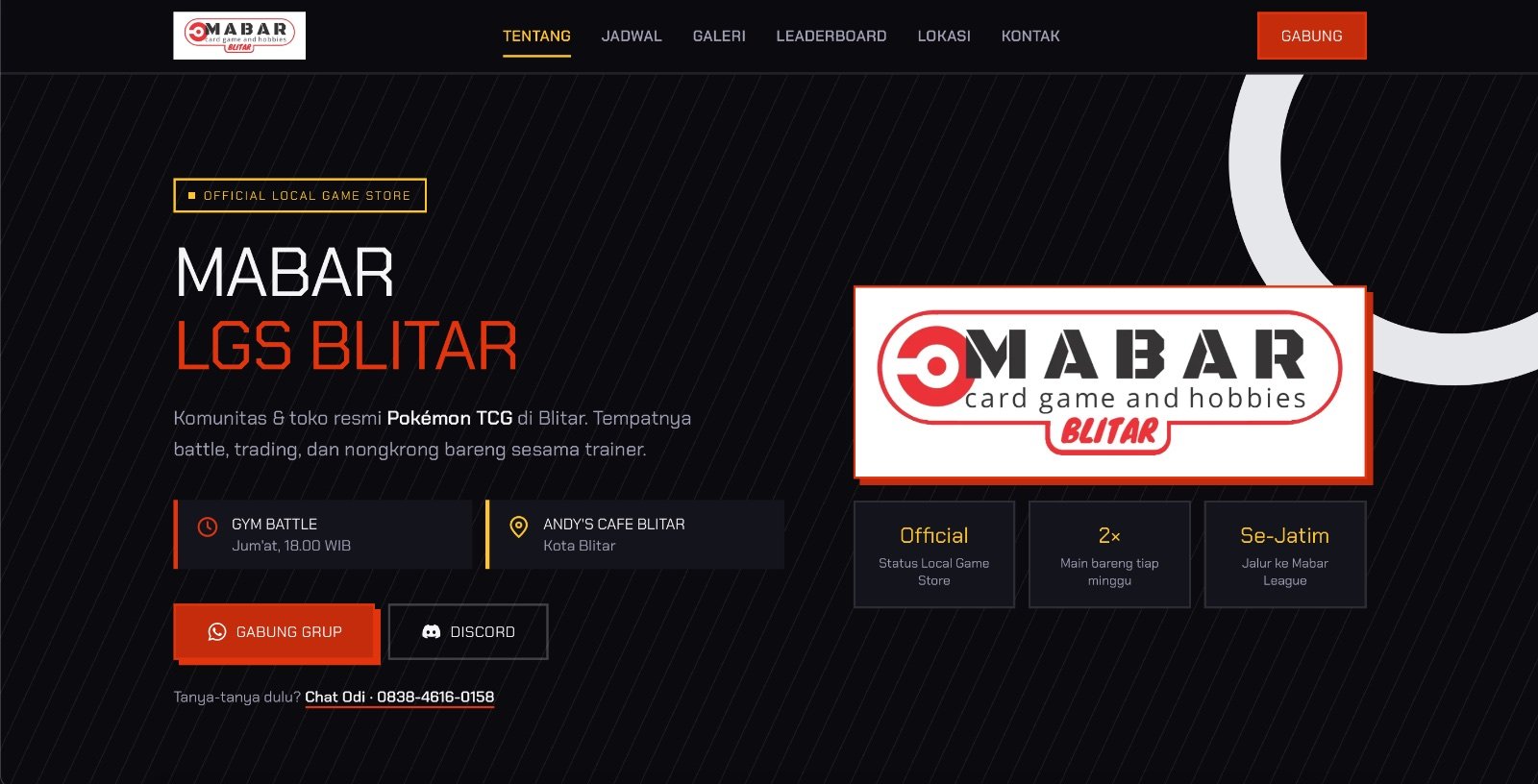 Tampilan website Mabar LGS Blitar