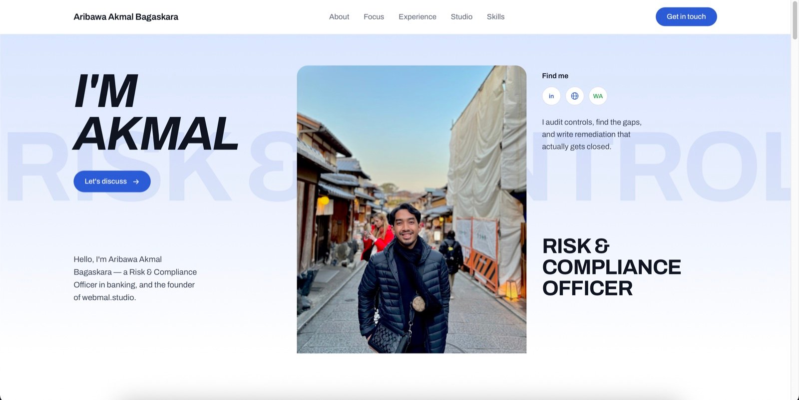 Tampilan website Personal Portofolio